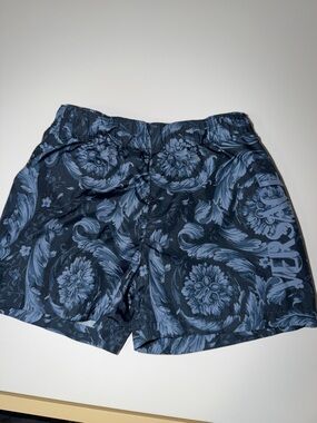 Infant Versace Navy and Light Blue Barocco  Swim Trunks